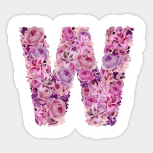 Pink Floral Letter W Sticker